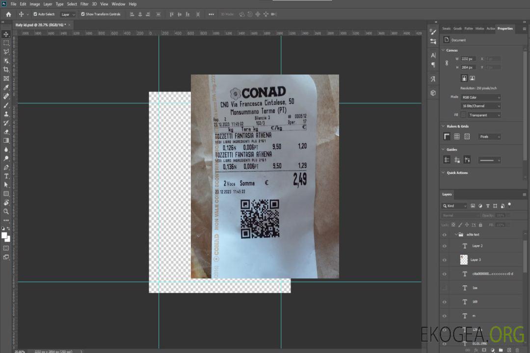 Reçu de paiement du magasin de détail Conad template Reçu de paiement du magasin de détail Conad template